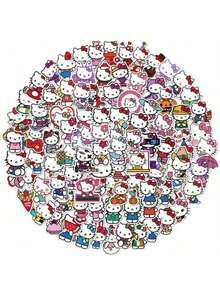 50/100pcs Hello Kitty Stickers - Glossy Matte Cartoon Stickers, Self-Adhesive PVC Material, Suitable For Laptops, Notebooks, Phone Cases And Water Bottles | Various Patterns Including Flowers, Fruits, And Cute Stickers