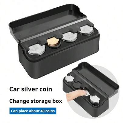 1 pieza Caja de monedas universal para auto, Portamonedas compacto y plegable, Cabe en el portavasos/salpicadero para guardar cambio en el interior del auto