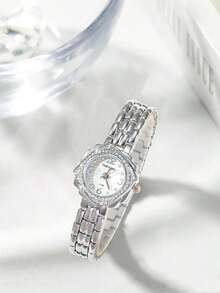 CARYINO Unique Niche Design Rhinestone Dial Classic Fashion Strap, Elegant Gold & Silver Color Women's Wrist Watch, Suitable For Daily Wear, Holiday Gift, Fashion Accessory