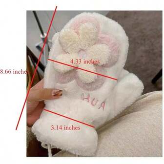 Floral Women's Gloves Mittens Cute Kawaii Fuzzy Warm