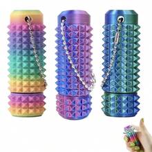 1 móc khóa gai in 3D, đồ chơi giảm căng thẳng kích thích giác quan, tạo cảm giác tích cực, giảm đau, đồ chơi giảm stress cho người lớn, con lăn massage màu gradient, thiết kế thoáng khí, thiết kế mô-đun giúp thư giãn cơ bắp và giảm căng thẳng, món quà hoàn hảo để giảm stress và thư giãn giác quan, cũng là món quà độc đáo dành cho bạn bè. - Nhiều màu - Xem 3