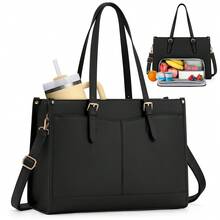 Lunch Tote Bag For Women 15.6 Inch Laptop Bags With Insulated Lunch Compartment Large Leather Quilted Computer Tote For Teacher Nurse Work Collage Casual - 彩色 - 查看 2