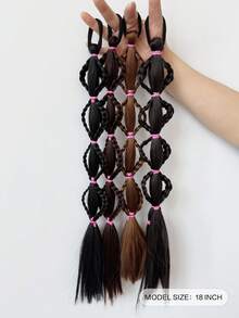 合成泡泡扭马尾高弹力假发女童辫子黑色马尾假发儿童1件 - 彩色 - 查看 3