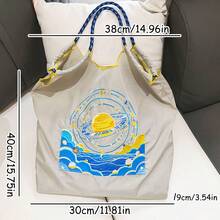 1 Stück Sternenhimmel Lichtgrau große Kapazität Nylon Segeltuch Shopper, geeignet für Einkaufen, Geschenke, Strand, Pendeln, Damen Schultertasche, Umhängetasche, Neuheit Herbst 2025