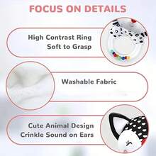 Baby Rattle Toys, Black & Elephant Hand Rattle, Soft Toys To Attract Babies, Gifts For Boys & Girls, Birthday, Christmas Gift - Multicolor - View 3