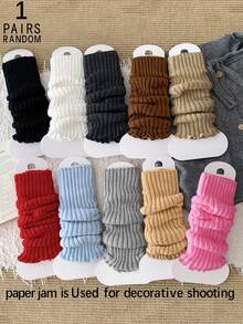 1/2/3/4/5/6 Pairs Women Thick Warm Cute Cartoon Fashion JK Style Knee High Leg Warmers (Shipped Without Card), Autumn/Winter