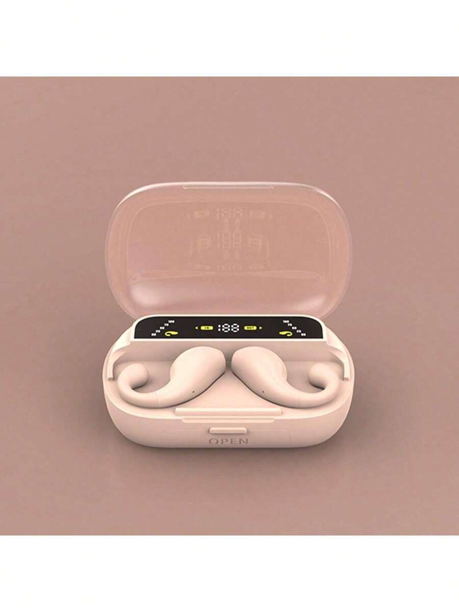 Y99 Clip-On auriculares inalámbricos deportivos Bluetooth 5.2 Control táctil impermeable con micrófono pantalla LED adecuada para - Rosa - Ver 1