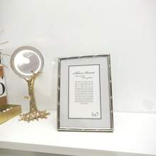 1pc 5", 6", 7", 8", 10" A4 Silver Stainless Steel Braided Pattern Photo Frame Easel, Home Decor, Random Picture Included - Multicolor - View 5