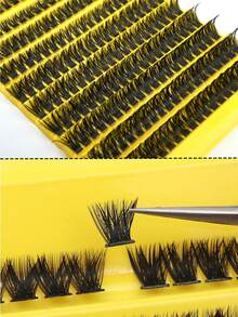 8-16mm Curl D-Curl 200pcs Cluster False Eyelashes, 80D Fluffy Thick Individual Lashes, Faux Mink Eyelashes, Reusable