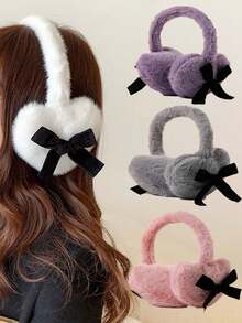 1pc Foldable Plush Ear Muffs, Cute & Warm Ear Covers For Women, Winter Ear Protection For Students - Multicolor - View 5