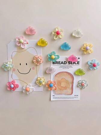 6pcs/7pcs/9pcs Jelly Color Flower Magnetic Refrigerator Stickers, Decorative Magnets For Whiteboard, Fridge, Locker, DIY Craft, Home, Office, Kitchen, Dorm, Suitable For Family, Travel, Living Room, Bedroom, Bathroom, Wedding, Party, Birthday, Mother's Day, Father's Day, New Year, Valentine's Day