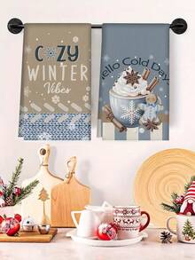 1 buah/2 buah/6 buah Handuk Tangan Natal Mikrofiber Super Lembut, Kain Lap Piring Motif Manusia Salju & Pohon Natal, Kain Pembersih Dapur, Cocok untuk Dekorasi Dapur & Kamar Mandi Natal, Hadiah Kalender Advent, Kejutan Natal - MultiWarna - View 8