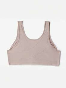 女士肤色全罩杯前扣式文胸，超薄舒适透气无钢圈大码文胸，适合运动、休闲和居家穿着。 - 卡其色 - 查看 5