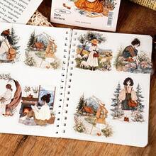 20张/包 女孩主题贴纸，创意美学贴纸，DIY装饰拼贴工艺材料，节日礼物，个性化剪贴簿学习用品文具 - 粉色 - 查看 9