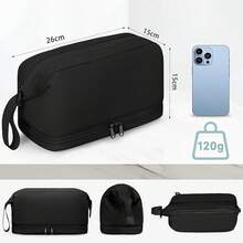 Almacenamiento deéticos RAINSMORE Neceser Separación de Humedad y Sequedad Cosmetiquera Para Hombre y Mujer Bolsa de Maquillaje Impermeable Cosmetiquera de Viaje Abertura Amplia Neceser de Viaje Negro - Negro - Ver 11