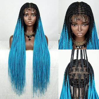 A ANYTIME Synthetic Braided Wigs For Black Women Full Lace Wig Braid African Knotless Box Braids Hair Lace Front Wigs Cheap Cornrow Braids
