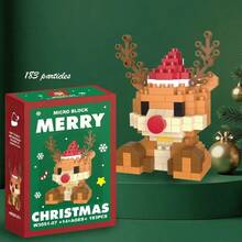1 Box Christmas Series Building Blocks Toy + Santa Claus, Christmas Tree, Reindeer Building Block Decor Toy + Micro Particle Assembly Decor + Educational Building Blocks Toy - Multicolor - View 25