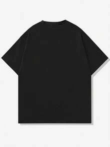 Nueva y elegante camiseta 100% algodón para hombre con un estampado sencillo y sofisticado. Camiseta informal y cómoda de manga corta con cuello redondo. Ideal para primavera y verano, ideal para cualquier ocasión. Color liso, informal, para uso diario. Camiseta de verano ligera y transpirable de manga corta (Tallas S, M, L, XL, XXL, XXXL). - Negro - Ver 2