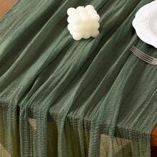 Socomi Camino de mesa de gasa verde de 120 pulgadas gasa de verano de color oliva estilo rústico bohemio para bodas fiestas bebés despedidas de soltera decoración de centro de mesa - VerdeOliva - Ver 4