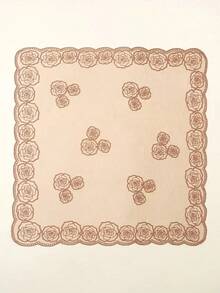 1 PCS Women's Fashion Embroidered Thin Breathable Bandana Scarf Square Scarf Versatile Fashion Decorative Silk Scarf, Rose Head Cover Scarf - 棕色 - 查看 5