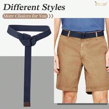 JASGOOD Men Canvas Double Ring Belt Plus Size Men Cloth Casual Belt For Jeans Pants{"Color_name":"DarkBlue","Size_name":"FitsWaistSize39\"-44\""} - 多色22 - 查看 3