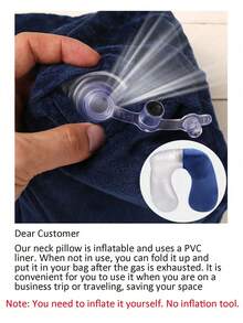 3pcs/Set Eye Mask, Earplugs, Anti-Noise And Anti-Brightness Neck Pillow Travel PillowInflatable Compact Neck Pillow Ergonomic Headrest ,Airplane Inflatable Neck Pillow,With Velvety Soft Washable Cover For Camping, Travel, Plane, Train, Car, Office - Multicolor - View 8