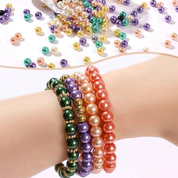 1 Caixa com 7/24 Compartimentos de Contas de Pérola Falsas Multicoloridas e de Diversos Tamanhos, Suprimentos para Fazer Pulseiras e Joias