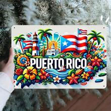 1pc Puerto Rico Metal Sign - Iron Foil Engraving, Indoor And Outdoor Decorative Hanging Signs, Suitable For Home, Kitchen, Garden, Office, Bar, Cafe, Gym - Easy To Hang, 7.8x11.8 Inches, Room Decoration - Tấm sắt 20x30 cm (7,8x11,8 in) - Xem 2