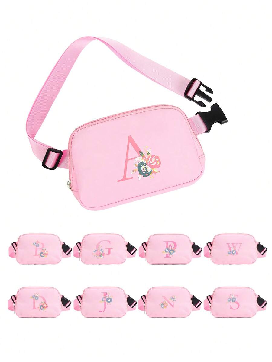 1 件女孩腰包,时尚斜挎腰包,带可调节肩带,适合日常使用、户外、旅行、徒步旅行、跑步、骑自行车、便携、理想礼物 - 粉色 - 查看 1