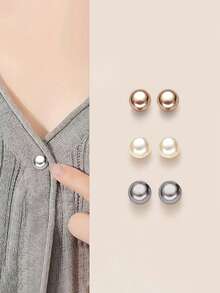 6/2 chiếc khuy nhựa thiết kế ngọc trai - Khuy điều chỉnh không cần may, khuy trang trí hình cầu màu trắng/bạc và vàng sáng bóng cho áo sơ mi, váy, áo khoác và áo kiểu - Bền và dễ sử dụng (6 chiếc), khuy đính kim sa thời trang, khuy đầu phẳng thanh lịch cho áo cardigan và áo khoác nữ - Nhiều màu - Xem 12