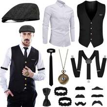 Fantspati 1920s Gatsby Costume For Men - 黑與白 - 查看 9