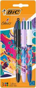 Bic 4 Colours Decors Hydro 伸縮原子筆，3 支裝 - 1.0 毫米中型筆尖 - 油性墨水 - 4 種顏色 - 橘色 - 查看 2