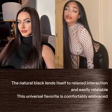 Halloween Christmas 13*4 Lace Front Wigs Straight Wigs With High Quality Synthetic Hair 28inch Black Brown Wigs And Good Texture - 黑棕色 - 查看 8
