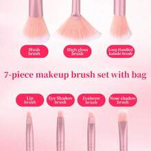 7 Pcs Pink Crystal Makeup Brushes Set, Pink Bling Makeup Brushes With Sparkle Rhinestone Design, Pretty Cute Makeup Brushe For Women/Girl Foundation Powder Blending Eye Shadow Eyebrow Blush Concealer,25161520 - 彩色 - 查看 5