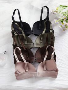 4PCS Women's Comfortable Multicolour Casual Wired Soft Cup Bralette Lingerie Underwear Bra - Multicolor - View 9