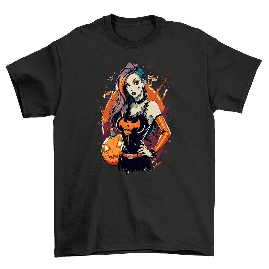 Pumpkin Queen Halloween_271 - Funny T-Shirt For Spooky Season! 100% Cotton, Unis - Style 11 - View 1