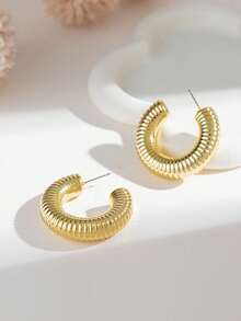 4/6/16 buc cercei stud minimalisti de înaltă calitate, placați cu UV CCB din rășină, set de cercei rotunzi în formă de C, cercei placați pentru femei noi, bijuterii hip-hop, cercei geometrici, purtare zilnică, cadou pentru prietenă/familie/prieteni - Aur - Vizualizare 7