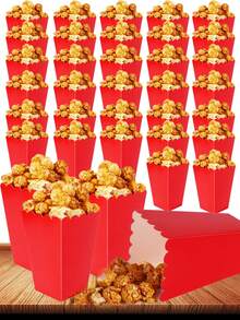 100/48/36/24/12个/1个白色爆米花盒，2个4.5 x 3英寸迷你爆米花盒，适合电影之夜装饰、圣诞节/万圣节 - 紅色 - 查看 16