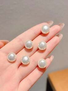10pcs Versatile No-Sew Pearl Shirt Buttons, Invisible Anti-Slip Brooch Pins, Suitable For Women And Girls Cardigans And Blouses, Suitable For Daily, Formal, Vacation, Party, Valentine's Day Gift - White - View 3
