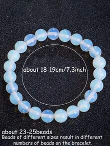 YAUKIA Pulseras de cuentas de piedra de ópalo blanco para mujeres y hombres, pulsera elástica hecha a mano con círculo simple, joyería de curación Reiki, regalo a distancia