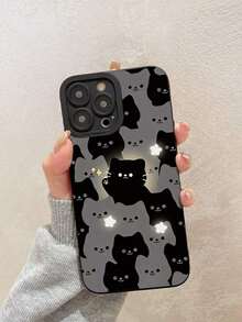 Funda de Teléfono de 1 Pieza para Pareja con Patrón de Gato Negro de Apple - Multicolor - Ver 9