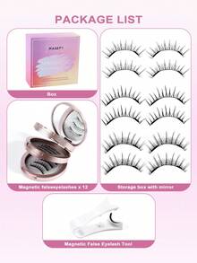 MAGEFY 3对卡通造型磁吸假睫毛套装，包含睫毛夹+眉毛修剪器，CC卷翘自然妆效，可重复使用，配有1个专业睫毛夹，圆形磁吸设计，无需胶水，易于佩戴和卸除，妆效自然，3D卡通造型，精致柔软，适合海滩、露营、旅行等场合。