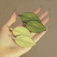 2pcs Fashionable Leaf Shaped Embroidered Hair Clips, Stylish Hair Accessories Suitable For Girls And Women For Daily Wear, Party, Makeup, Gifts, Couples, Hair Slide, Hair Barrettes