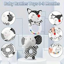 Baby Rattle Toys, Black & Elephant Hand Rattle, Soft Toys To Attract Babies, Gifts For Boys & Girls, Birthday, Christmas Gift - Multicolor - View 4