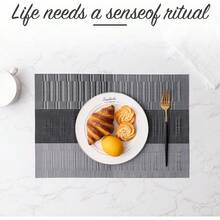 Washable Vinyl Placemats Set Of 4 For Indoor/Outdoor Use - I-gray Black - View 10