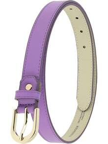 Women Genuine Leather Belt, Fashionable, Made In France - 紫色(金色扣環) - 查看 9