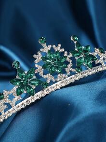 Christmas Snowflake Bridal Crystal Rhinestone Hair Accessories, Silver Wedding Headband, Elegant Crown, Suitable For Women, Girls, Brides, Wedding, Ball, Birthday Party (Red, Green)