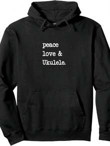 Peace Love & Ukulele Hawaan Ukelele Guitar Uke Pullover Hoodie - 款式21 - 查看 1