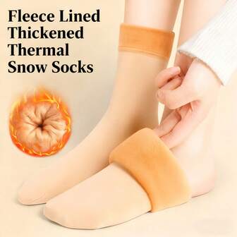 5 paires de chaussettes épaisses en polaire pour femmes - chaussettes mi-mollet/longues chaudes, chaussettes d'hiver résistantes au froid