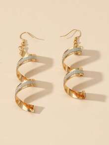 欧美风格个性化哑光百搭螺旋几何耳环 - 黑色 - 查看 8